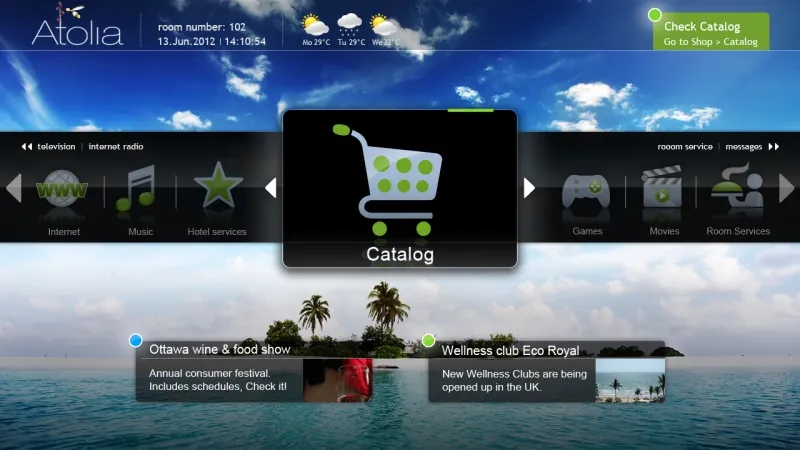 Hotel TV: hoofdmenu